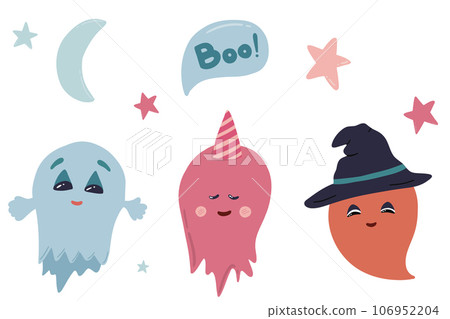 Halloween cute ghosts hand drawn set 106952204