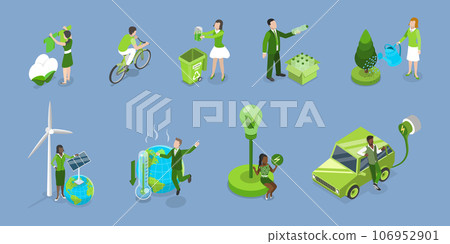 3D Isometric Flat Vector Conceptual Illustration of Climate Change 106952901
