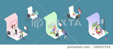 3D Isometric Flat Vector Conceptual Illustration of Photo Studio 3D Isometric Flat Vector Conceptual Illustration of Photo Studio 106952916