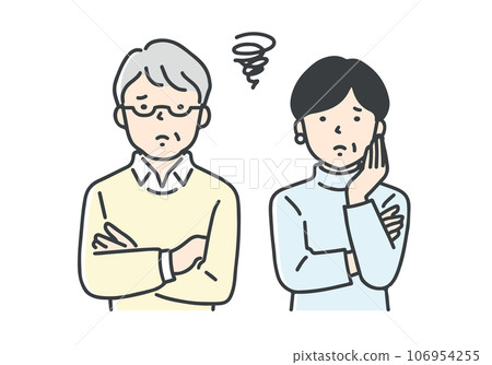 Worried senior couple / upper body 106954255