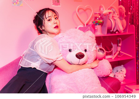 girly woman portrait girly woman portrait 106954349