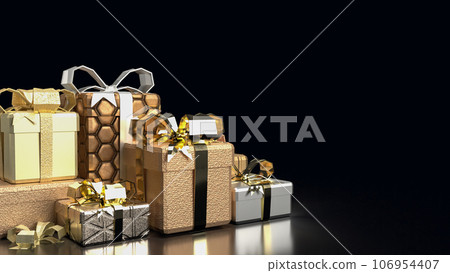 The gift box on black background 3d rendering 106954407