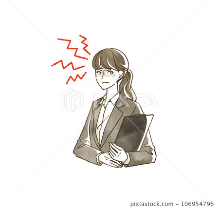 A woman in a suit staring A woman in a suit staring 106954796