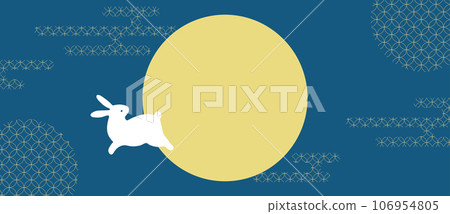 15th night moon-viewing rabbit illustration mid-autumn harvest moon 106954805