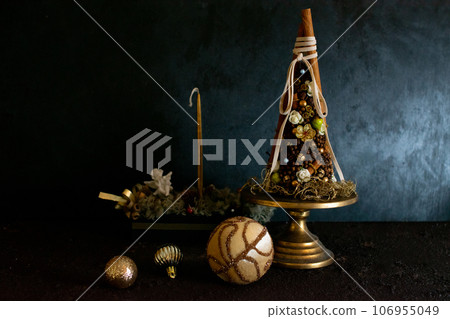 antique christmas tree and christmas balls antique christmas tree and christmas balls 106955049