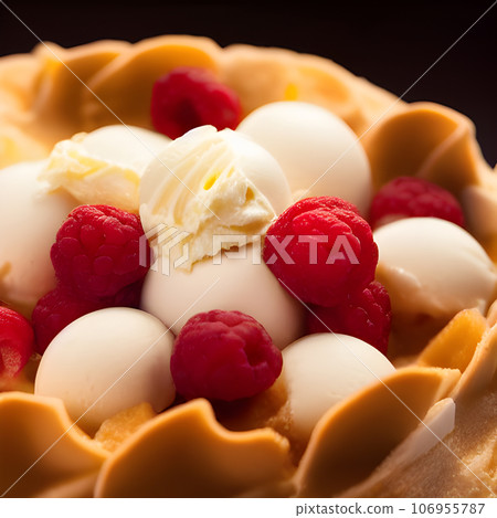 gelato Chocolate and Vanilla ice cream, serve on table tasty 106955787