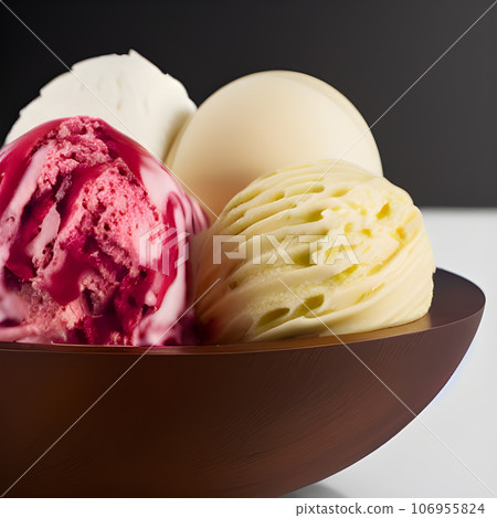 gelato Chocolate and Vanilla ice cream, serve on table tasty gelato Chocolate and Vanilla ice cream, serve on table tasty 106955824