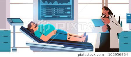 happy pregnant woman visiting doctor pregnancy motherhood expectation gynecology consultation concept 106956264