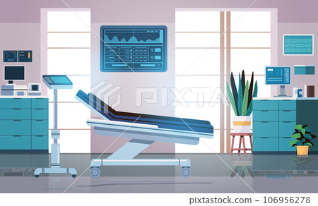 pregnant women examination concept medical ultrasonography checkup equipment with bed and shelves gynecologist doctor office interior pregnant women examination concept medical ultrasonography checkup equipment with bed and shelves gynecologist doctor office interior 106956278