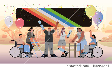 group of disabled gays and lesbians celebrating lgbt love parade disability pride festival transgender love people with disabilities group of disabled gays and lesbians celebrating lgbt love parade disability pride festival transgender love people with disabilities 106956331