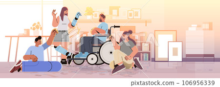 disabled men women during therapy with psychotherapist mental health support people with disabilities concept 106956339