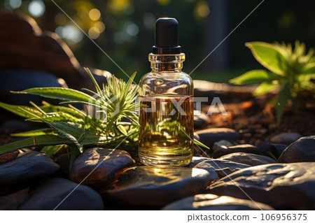 natural cosmetics on herbs, aromatherapy and essential oils concept.  106956375