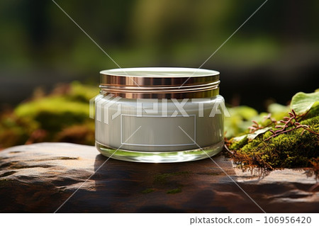 packaging or container mockup for cosmetics on stones 106956420