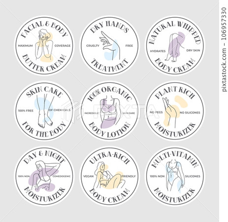 Round label set for body cream package design Round label set for body cream package design 106957330
