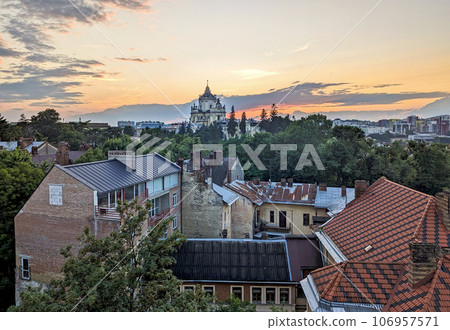 July 2023. Ukraine. Lviv. Romantic Lviv from a bird's eye view. Lviv is the cultural capital of Ukraine and a favorite destination for tourists from all over the world. July 2023. Ukraine. Lviv. Romantic Lviv from a bird's eye view. Lviv is the cultural capital of Ukraine and a favorite destination for tourists from all over the world. 106957571