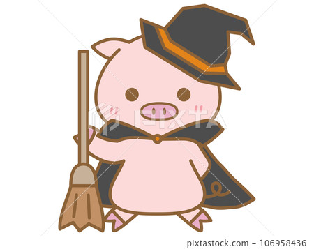 Halloween Pig dressed up as a witch Halloween Pig dressed up as a witch 106958436