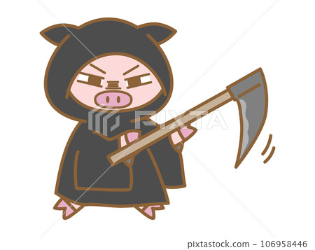 Halloween: A pig dressed up as the Grim Reaper Halloween: A pig dressed up as the Grim Reaper 106958446