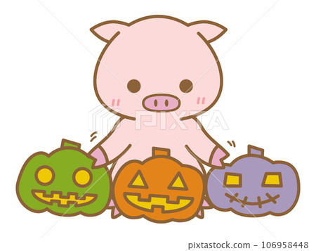 萬聖節南瓜燈和豬 萬聖節南瓜燈和豬 106958448