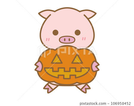 Halloween Pig disguised as a jack-o-lantern Halloween Pig disguised as a jack-o-lantern 106958452
