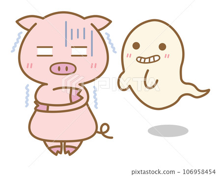 Halloween Pig scared of ghost Halloween Pig scared of ghost 106958454