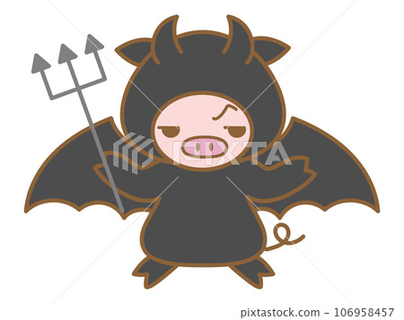 Halloween Pig dressed up as the devil Halloween Pig dressed up as the devil 106958457