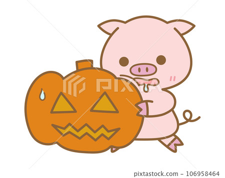 Halloween Jack-o-lantern and drooling pig Halloween Jack-o-lantern and drooling pig 106958464