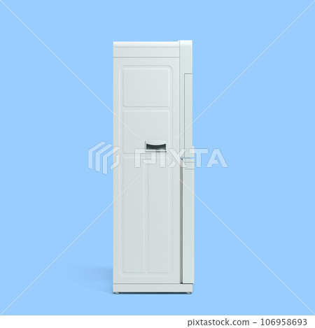 Modrn water cooler machine right view 3d render on blue Modrn water cooler machine right view 3d render on blue 106958693
