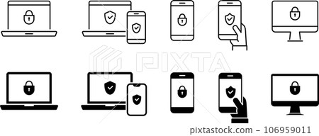 智能手機和計算機安全圖標集 106959011