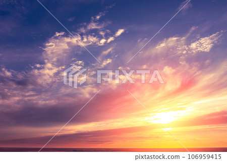 Colorful cloudy sky at sunset. Gradient color. Sky texture. Abstract nature background Colorful cloudy sky at sunset. Gradient color. Sky texture. Abstract nature background 106959415