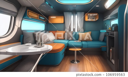 Luxurious interiors of limousines, cruisers and campers Luxurious interiors of limousines, cruisers and campers 106959563
