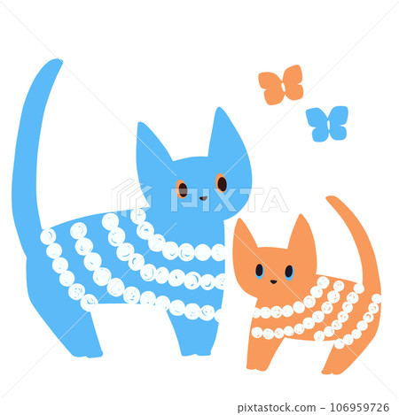 Colorful parent and child cat and butterfly Colorful parent and child cat and butterfly 106959726