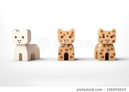 Cute animal icons made of cork (3D leopard pictograph) 106959834