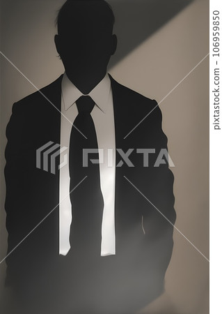 一個穿著西裝的人的不露面的剪影 106959850