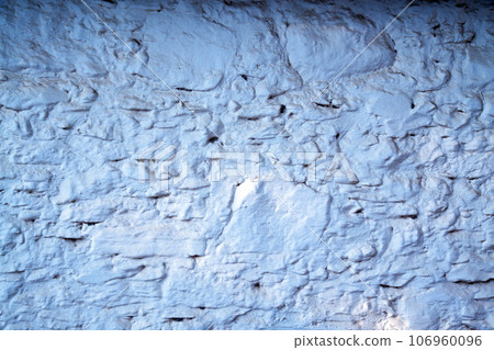 Solid cut stone wall painted with lime and made in Datca, Turkey 106960096