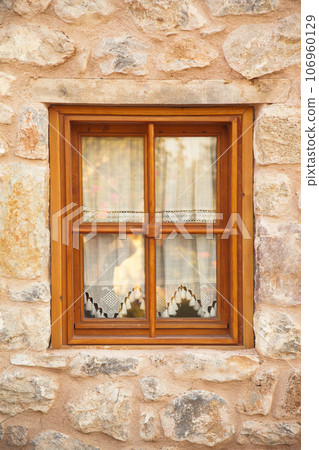 Datca located in old antique house wooden windows, Turkey Mugla Datca Datca located in old antique house wooden windows, Turkey Mugla Datca 106960129