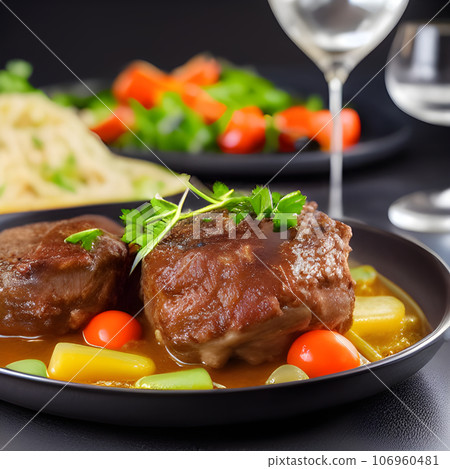 Beef Leg Slice with marrow tasty, steak Ossobuco alla Milanese with vegetable 106960481