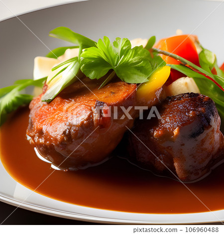 Beef Leg Slice with marrow tasty, steak Ossobuco alla Milanese with vegetable Beef Leg Slice with marrow tasty, steak Ossobuco alla Milanese with vegetable 106960488