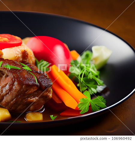 Beef Leg Slice with marrow tasty, steak Ossobuco alla Milanese with vegetable Beef Leg Slice with marrow tasty, steak Ossobuco alla Milanese with vegetable 106960492