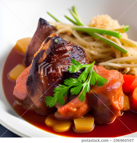 Beef Leg Slice with marrow tasty, steak Ossobuco alla Milanese with vegetable Beef Leg Slice with marrow tasty, steak Ossobuco alla Milanese with vegetable 106960507