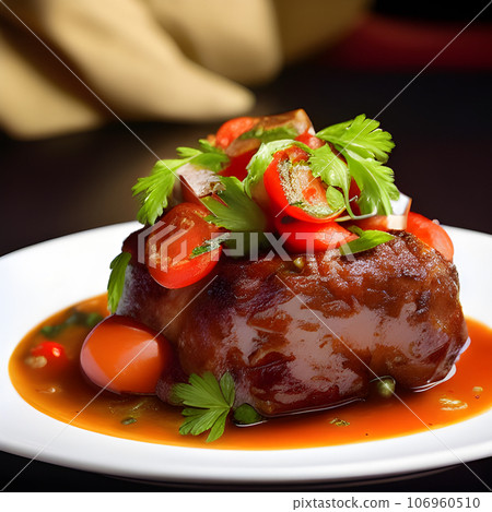 Beef Leg Slice with marrow tasty, steak Ossobuco alla Milanese with vegetable Beef Leg Slice with marrow tasty, steak Ossobuco alla Milanese with vegetable 106960510
