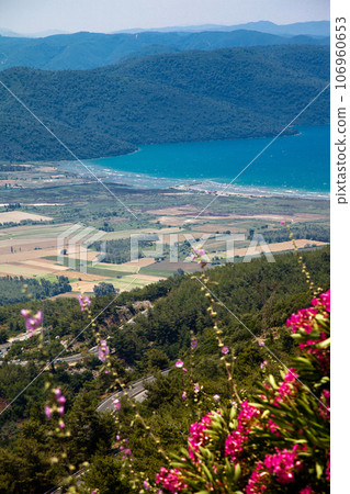 View from above of Gokova Bay, touristic area in Mugla province, Turkey, June 30 2023 106960653