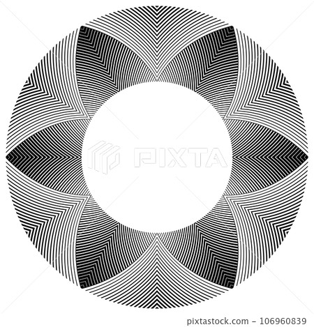 Abstract Geometric Halftone Radial Pattern in Flower Shape for Decorative Frame. Vector Art. 106960839