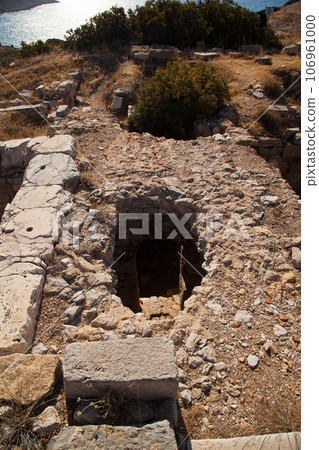 Remains of a standard house in the ancient city of Knidos, one of the oldest ancient cities in Anatolia, Turkey Mugla Datca, June 26 2023 106961000