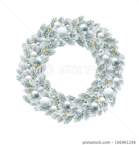 white christmas wreath illustration realistic white christmas wreath illustration realistic 106961298