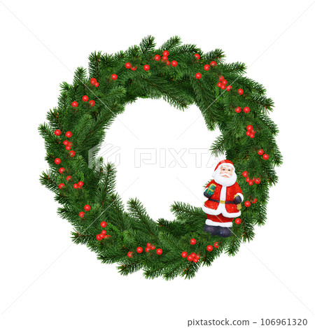 Christmas wreath illustration real 106961320