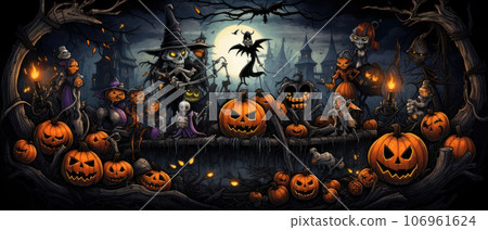 Halloween Party Border. Halloween background Halloween Party Border. Halloween background 106961624