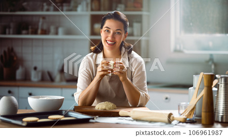 woman is preparing bakery woman is preparing bakery 106961987