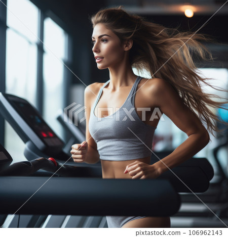 Close up image of attractive fit woman in gym Close up image of attractive fit woman in gym 106962143
