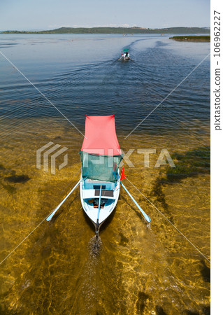 Touristic sightseeing boats around Ulubat or Uluabat Lake in Bursa, Turkey, June 25 2023 Touristic sightseeing boats around Ulubat or Uluabat Lake in Bursa, Turkey, June 25 2023 106962227