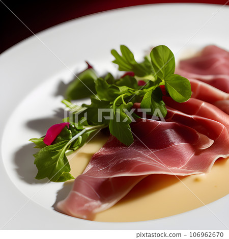 Italian prosciutto crudo or spanish jamon. Jerked meat serrano ham tasty 106962670